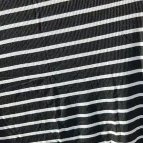 Black & White Small Long Top by Love Culture Juniors Striped Mock Turtle Neck - Picture 8 of 11